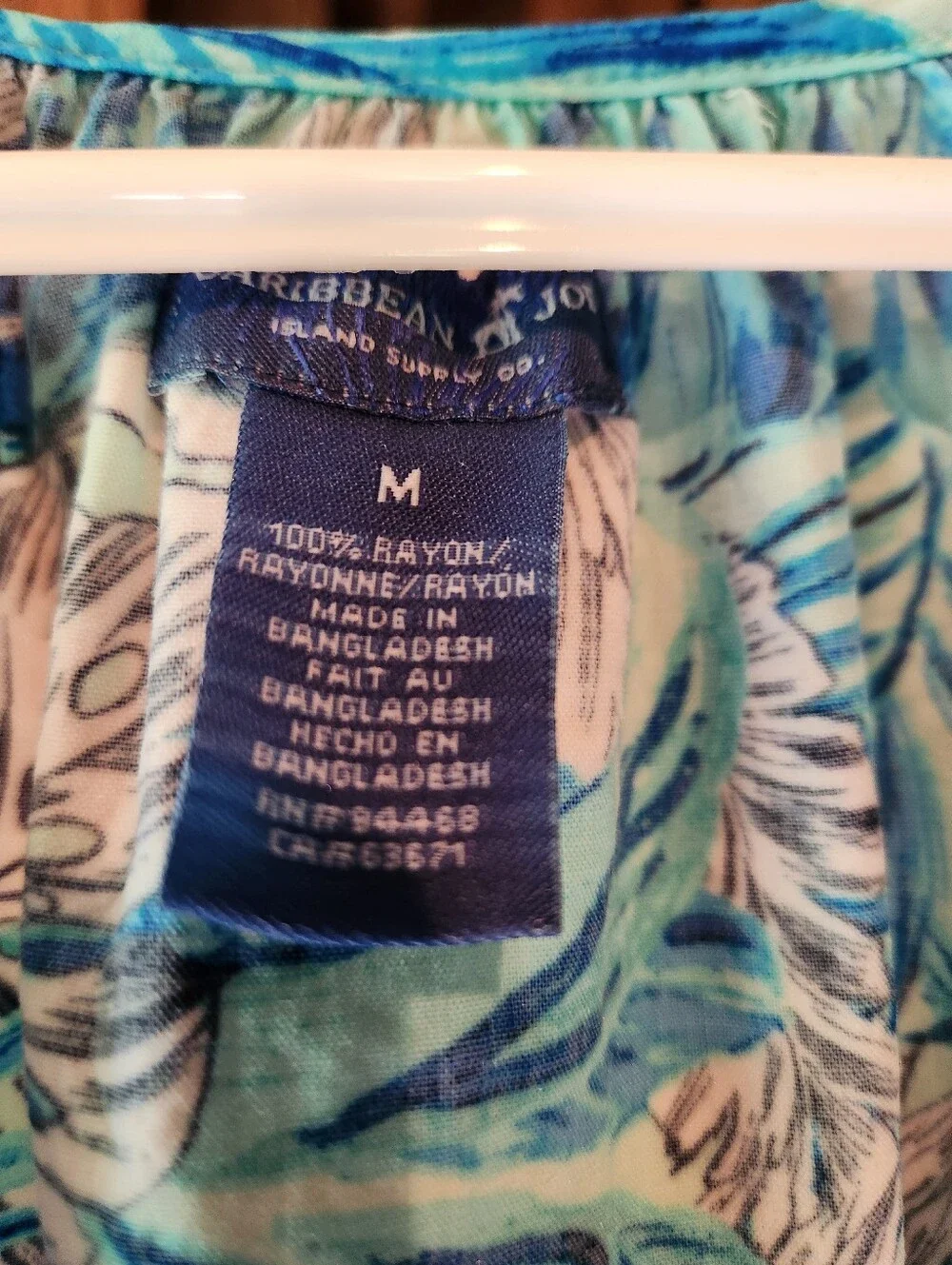🔥Caribbean Joe Tropical Blue Leaf Cold-Shoulder Sundress Size Medium 100% Rayon - Picture 5 of 8